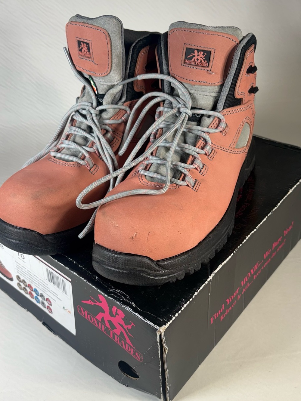 Boots Women Size 10 Shoes Moxie Trades Nubuck Composite Toe Waterproof Pink